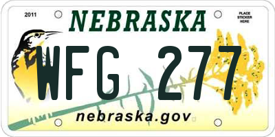 NE license plate WFG277