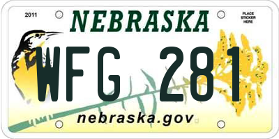 NE license plate WFG281