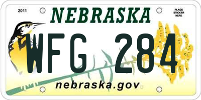 NE license plate WFG284