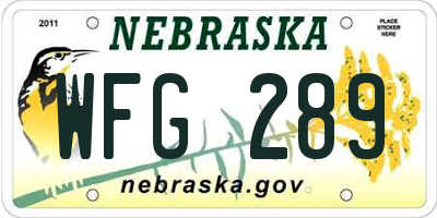 NE license plate WFG289