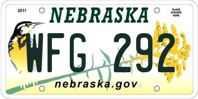 NE license plate WFG292
