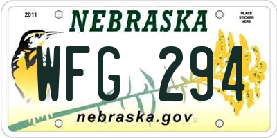 NE license plate WFG294