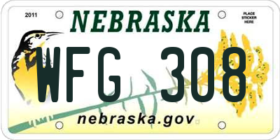NE license plate WFG308