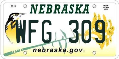 NE license plate WFG309