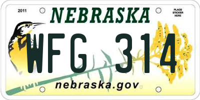 NE license plate WFG314