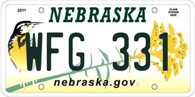 NE license plate WFG331