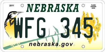 NE license plate WFG345
