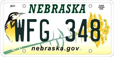 NE license plate WFG348