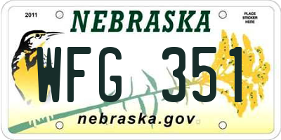 NE license plate WFG351