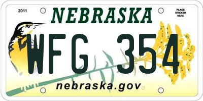 NE license plate WFG354