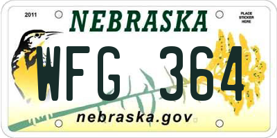 NE license plate WFG364