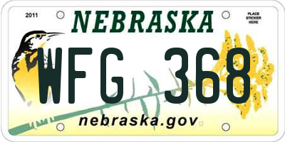 NE license plate WFG368