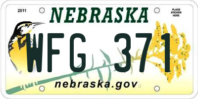 NE license plate WFG371