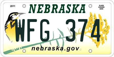 NE license plate WFG374
