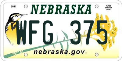 NE license plate WFG375