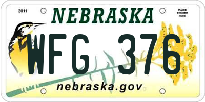 NE license plate WFG376