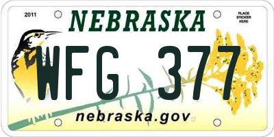 NE license plate WFG377