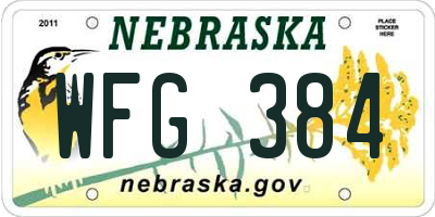 NE license plate WFG384