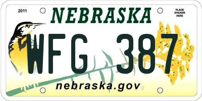 NE license plate WFG387