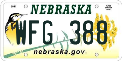 NE license plate WFG388