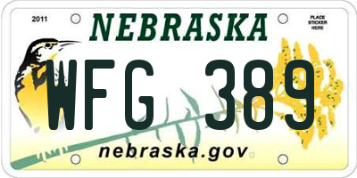 NE license plate WFG389