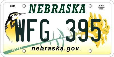 NE license plate WFG395
