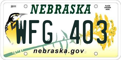 NE license plate WFG403
