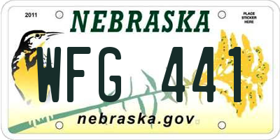 NE license plate WFG441