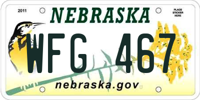 NE license plate WFG467