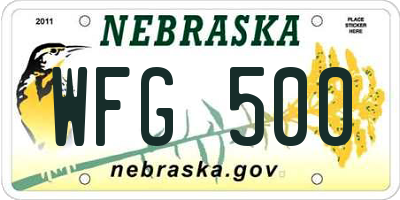 NE license plate WFG500