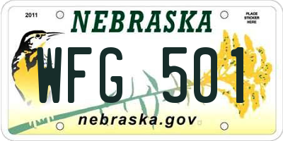 NE license plate WFG501