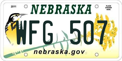 NE license plate WFG507