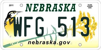 NE license plate WFG513