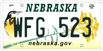 NE license plate WFG523