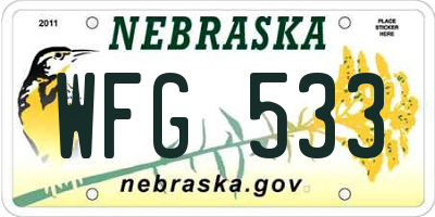 NE license plate WFG533