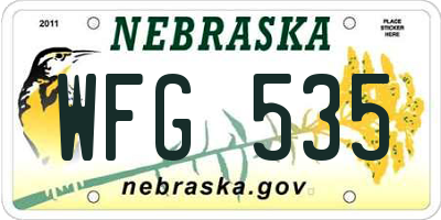 NE license plate WFG535