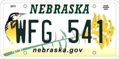 NE license plate WFG541