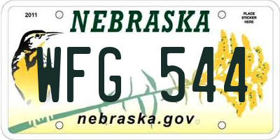 NE license plate WFG544