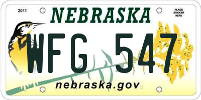 NE license plate WFG547