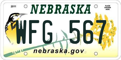 NE license plate WFG567