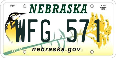 NE license plate WFG571