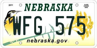 NE license plate WFG575