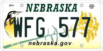 NE license plate WFG577