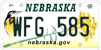 NE license plate WFG585