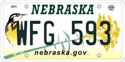 NE license plate WFG593