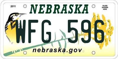 NE license plate WFG596