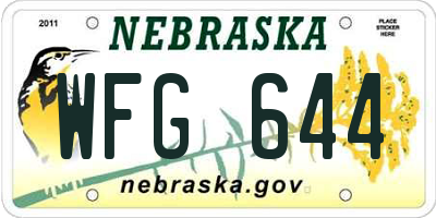 NE license plate WFG644