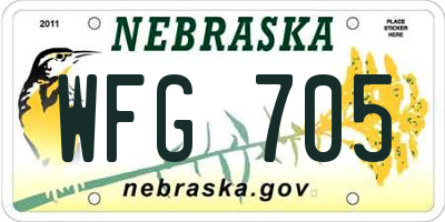 NE license plate WFG705