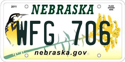 NE license plate WFG706