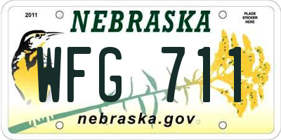 NE license plate WFG711